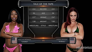 Lesbian Sex Wrestling with Sarah Brooke vs Mocha Menage