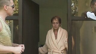 Two big-cocked guys share hot granny neighbor