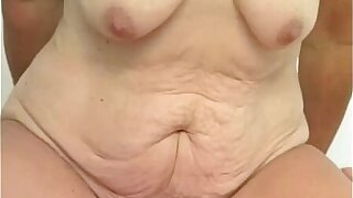 Hairy granny pussy filled with younger dick